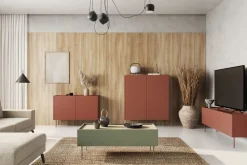 Bogart Komody*DESIN KOMODA 120 2D2SZ - ceramic red / dąb nagano