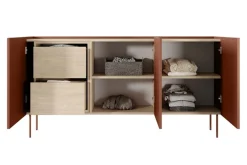 Bogart Komody*DESIN KOMODA 170 3D2SZ - ceramic red / dąb nagano