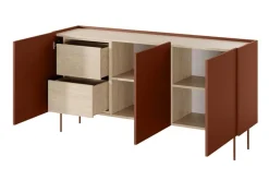 Bogart Komody*DESIN KOMODA 170 3D2SZ - ceramic red / dąb nagano