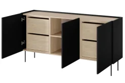 Bogart Komody*DESIN KOMODA 170 3D4SZ - czarny mat / dąb nagano