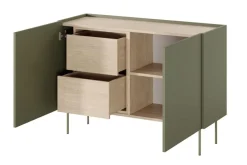 Bogart Komody*DESIN KOMODA 120 2D2SZ - oliwka / dąb nagano