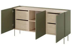 Bogart Komody*DESIN KOMODA 170 3D4SZ - oliwka / dąb nagano