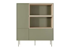 Bogart Komody*DESIN KOMODA WYSOKA 120 2D1SZ - oliwka / dąb nagano