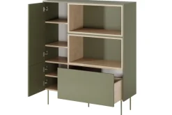 Bogart Komody*DESIN KOMODA WYSOKA 120 2D1SZ - oliwka / dąb nagano