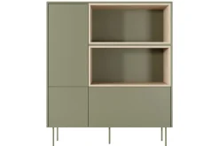 Bogart Komody*DESIN KOMODA WYSOKA 120 2D1SZ - oliwka / dąb nagano