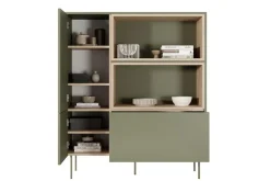 Bogart Komody*DESIN KOMODA WYSOKA 120 2D1SZ - oliwka / dąb nagano