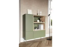 Bogart Komody*DESIN KOMODA WYSOKA 120 2D1SZ - oliwka / dąb nagano