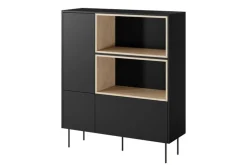 Bogart Komody*DESIN KOMODA WYSOKA 120 2D1SZ - czarny mat / dąb nagano