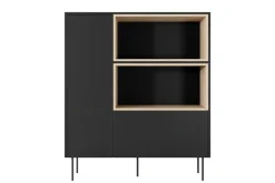 Bogart Komody*DESIN KOMODA WYSOKA 120 2D1SZ - czarny mat / dąb nagano