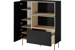 Bogart Komody*DESIN KOMODA WYSOKA 120 2D1SZ - czarny mat / dąb nagano