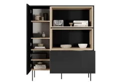 Bogart Komody*DESIN KOMODA WYSOKA 120 2D1SZ - czarny mat / dąb nagano