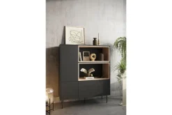 Bogart Komody*DESIN KOMODA WYSOKA 120 2D1SZ - czarny mat / dąb nagano