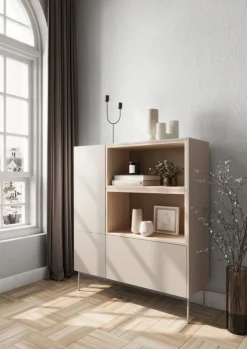 Bogart Komody*DESIN KOMODA WYSOKA 120 2D1SZ - cashmere / dąb nagano