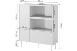 Bogart Komody*DESIN KOMODA WYSOKA 120 2D1SZ - cashmere / dąb nagano