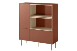 Bogart Komody*DESIN KOMODA WYSOKA 120 2D1SZ - ceramic red / dąb nagano