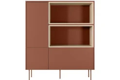 Bogart Komody*DESIN KOMODA WYSOKA 120 2D1SZ - ceramic red / dąb nagano