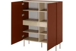 Bogart Komody*DESIN KREDENS 120 2D2SZ - ceramic red / dąb nagano