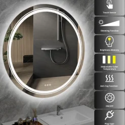 Halmar Lustra*DOVER 80 lustro ścienne łazienkowe, srebrny (1p=1szt)1 sztuka