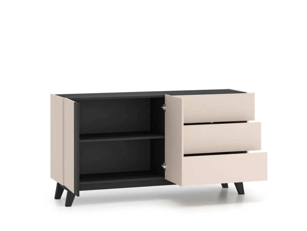 ML Meble Komody*Duża kaszmirowa komoda Freshion 03 cashmere/czarny - komoda 2D3S