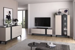 ML Meble Komody*Duża kaszmirowa komoda Freshion 03 cashmere/czarny - komoda 2D3S