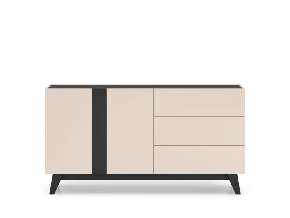 ML Meble Komody*Duża kaszmirowa komoda Freshion 03 cashmere/czarny - komoda 2D3S