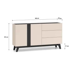 ML Meble Komody*Duża kaszmirowa komoda Freshion 03 cashmere/czarny - komoda 2D3S