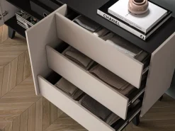 ML Meble Komody*Duża kaszmirowa komoda Freshion 03 cashmere/czarny - komoda 2D3S