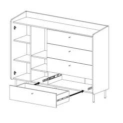 Meblar Komody Do Przedpokoju|Komody Młodzieżowe*Duża komoda 155 cm z szafkami i szufladami do pokoju Alessio AE7 eukaliptus