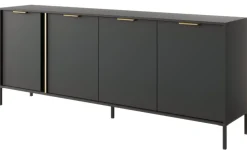 Laski Meble Komody Do Przedpokoju|Komody Do Jadalni*Duża komoda do salonu 203 cm antracyt złoto Lars 4d