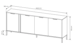 Laski Meble Komody Do Przedpokoju|Komody Do Jadalni*Duża komoda do salonu 203 cm antracyt złoto Lars 4d