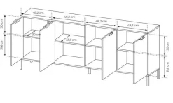 Laski Meble Komody Do Przedpokoju|Komody Do Jadalni*Duża komoda do salonu 203 cm antracyt złoto Lars 4d