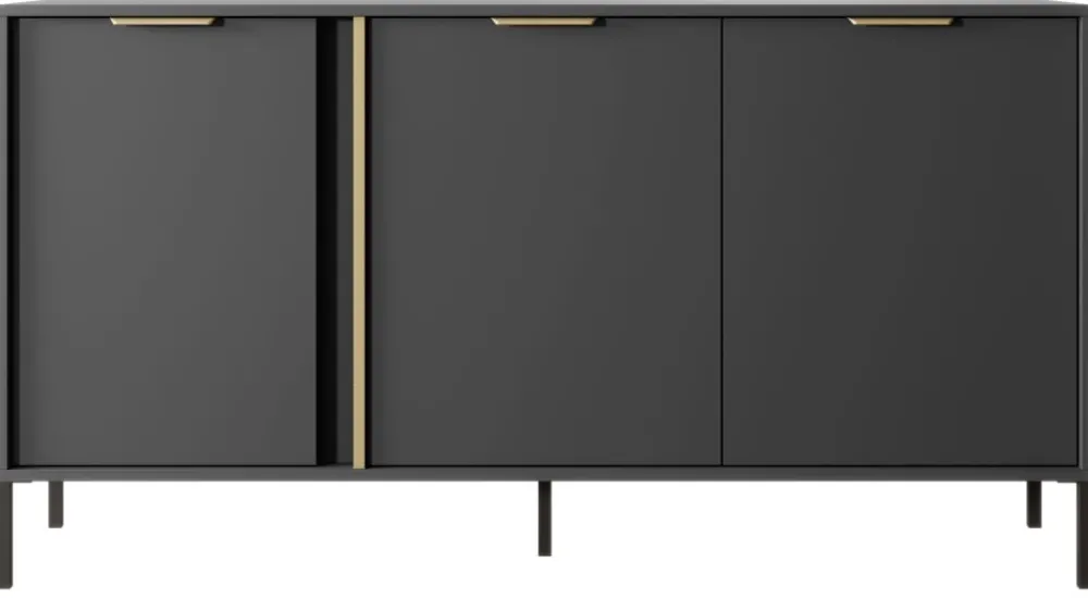 Laski Meble Komody Do Przedpokoju|Komody Do Jadalni*Duża komoda do salonu antracyt złoto Lars 3d