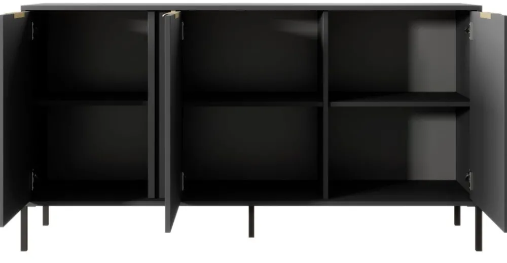 Laski Meble Komody Do Przedpokoju|Komody Do Jadalni*Duża komoda do salonu antracyt złoto Lars 3d