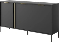Laski Meble Komody Do Przedpokoju|Komody Do Jadalni*Duża komoda do salonu antracyt złoto Lars 3d