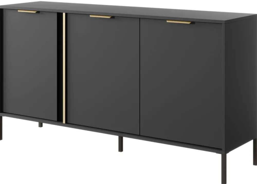 Laski Meble Komody Do Przedpokoju|Komody Do Jadalni*Duża komoda do salonu antracyt złoto Lars 3d