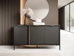 Laski Meble Komody Do Przedpokoju|Komody Do Jadalni*Duża komoda do salonu antracyt złoto Lars 3d