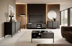 Laski Meble Komody Do Przedpokoju|Komody Do Jadalni*Duża komoda do salonu antracyt złoto Lars 3d