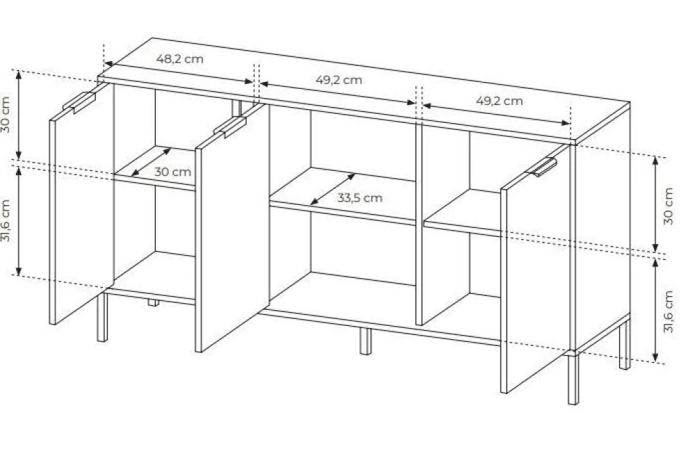 Laski Meble Komody Do Przedpokoju|Komody Do Jadalni*Duża komoda do salonu antracyt złoto Lars 3d