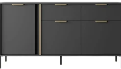 Laski Meble Komody Do Przedpokoju|Komody Do Jadalni*Duża komoda do salonu antracyt złoto Lars 3d2s