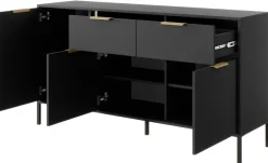 Laski Meble Komody Do Przedpokoju|Komody Do Jadalni*Duża komoda do salonu antracyt złoto Lars 3d2s