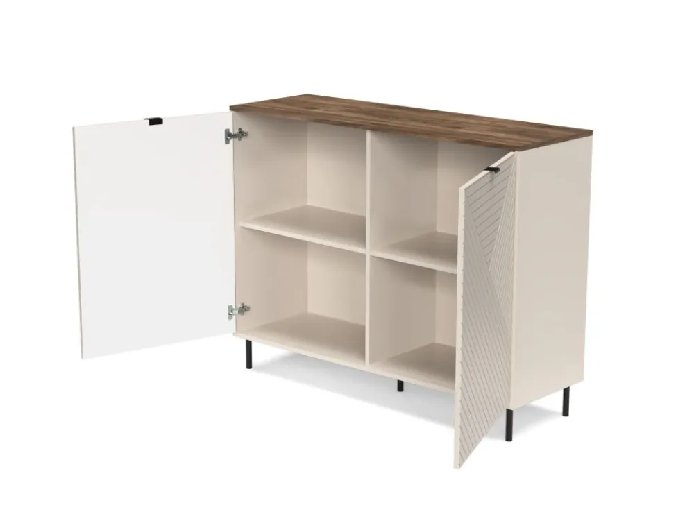 Mebelbos Komody Do Biura|Komody Do Przedpokoju*Duża komoda ryflowana EVO 2D kaszmir / dąb castello EO-01