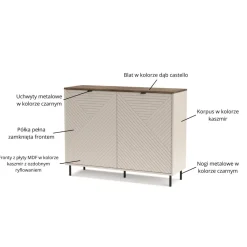 Mebelbos Komody Do Biura|Komody Do Przedpokoju*Duża komoda ryflowana EVO 2D kaszmir / dąb castello EO-01
