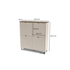 Mebelbos Komody Do Biura|Komody Do Przedpokoju*Duża komoda ryflowana EVO 2D kaszmir / dąb castello EO-01