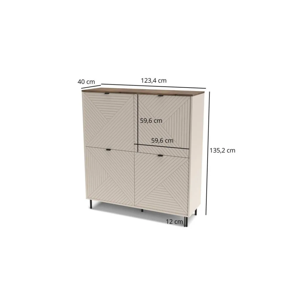 Mebelbos Komody Do Biura|Komody Do Przedpokoju*Duża komoda ryflowana EVO 2D kaszmir / dąb castello EO-01