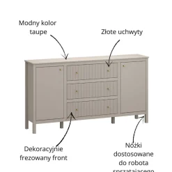 Mebelbos Komody Do Biura|Komody Do Przedpokoju*Duża komoda ryflowana, skandynawska kolor taupe lamele KLEO KL-03