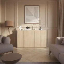 Lenart Komody Do Biura|Komody Do Przedpokoju*Duża komoda z półkami i oświetleniem LED dąb scandi Easy EA-01 5D