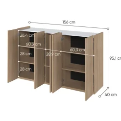 Lenart Komody Do Biura|Komody Do Przedpokoju*Duża komoda z półkami i oświetleniem LED dąb scandi Easy EA-01 5D