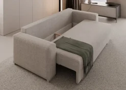 Hauss Kanapy I Sofy Do Salonu|Sofy Trzyosobowe*Duża sofa rozkładana z poduchami z pufą kolor jasnoszary z domieszką beżu Hermes Cremona 04