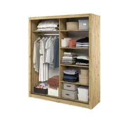 Lenart Szafy*Duża szafa z lustrami do sypialni Arti AR-03 dąb artisan