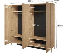 Lenart Szafy Do Przedpokoju|Szafy Do Sypialni*Duża szafa z lustrem Cozy CZ-01 dąb olejowany